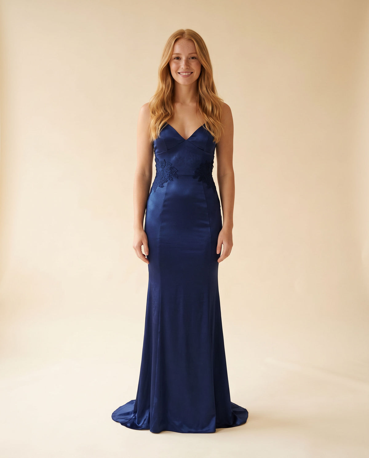 Robe Ajustée Dos Lacé Marine