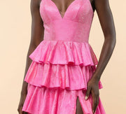 Robe À Volants Brillante Rose Pâle