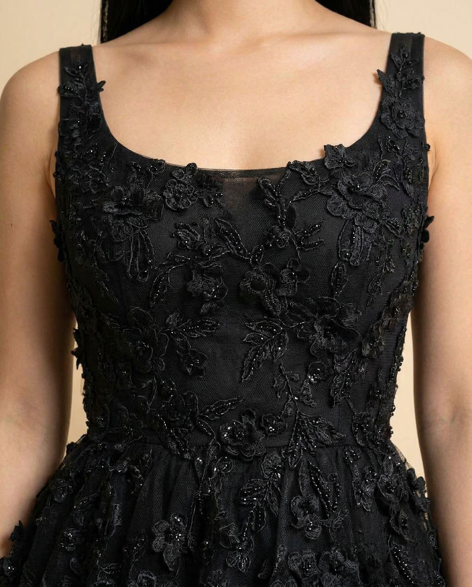 Robe A Jupe Texturees Noire