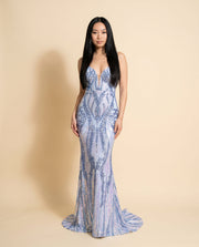 Robe Brillante Bleu Iridescent