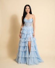 Robe Corset À Volants Corail