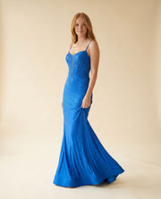 Robe Bleu Poudre À Corset Scintillante