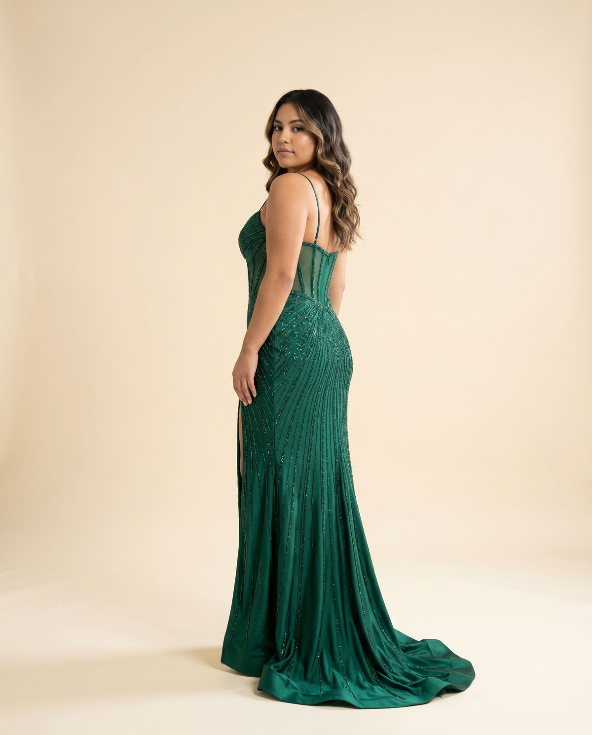 Robe Ajustée Corset Émeraude