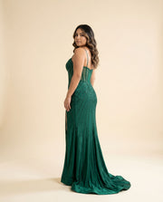 Robe Ajustée Corset Émeraude