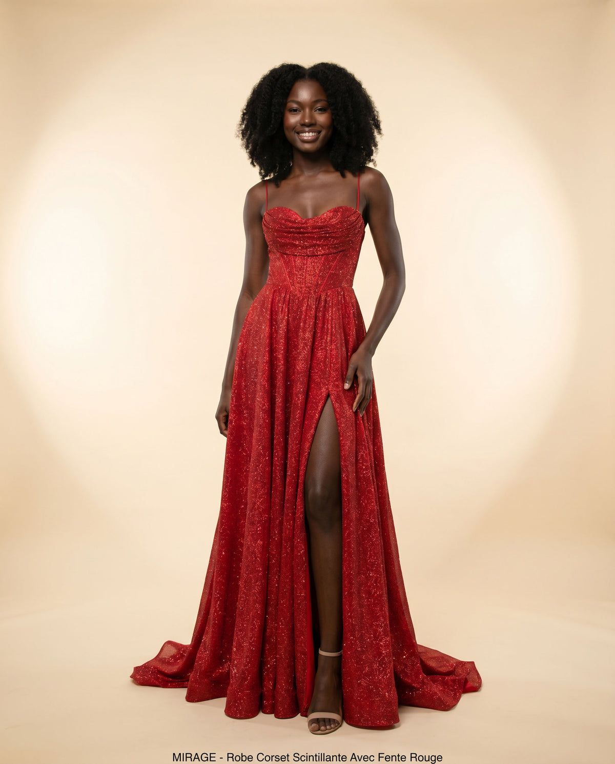 Robe Corset Scintillante Avec Fente Rouge