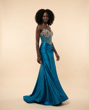 Robe Corset En Satin Peacock et Or