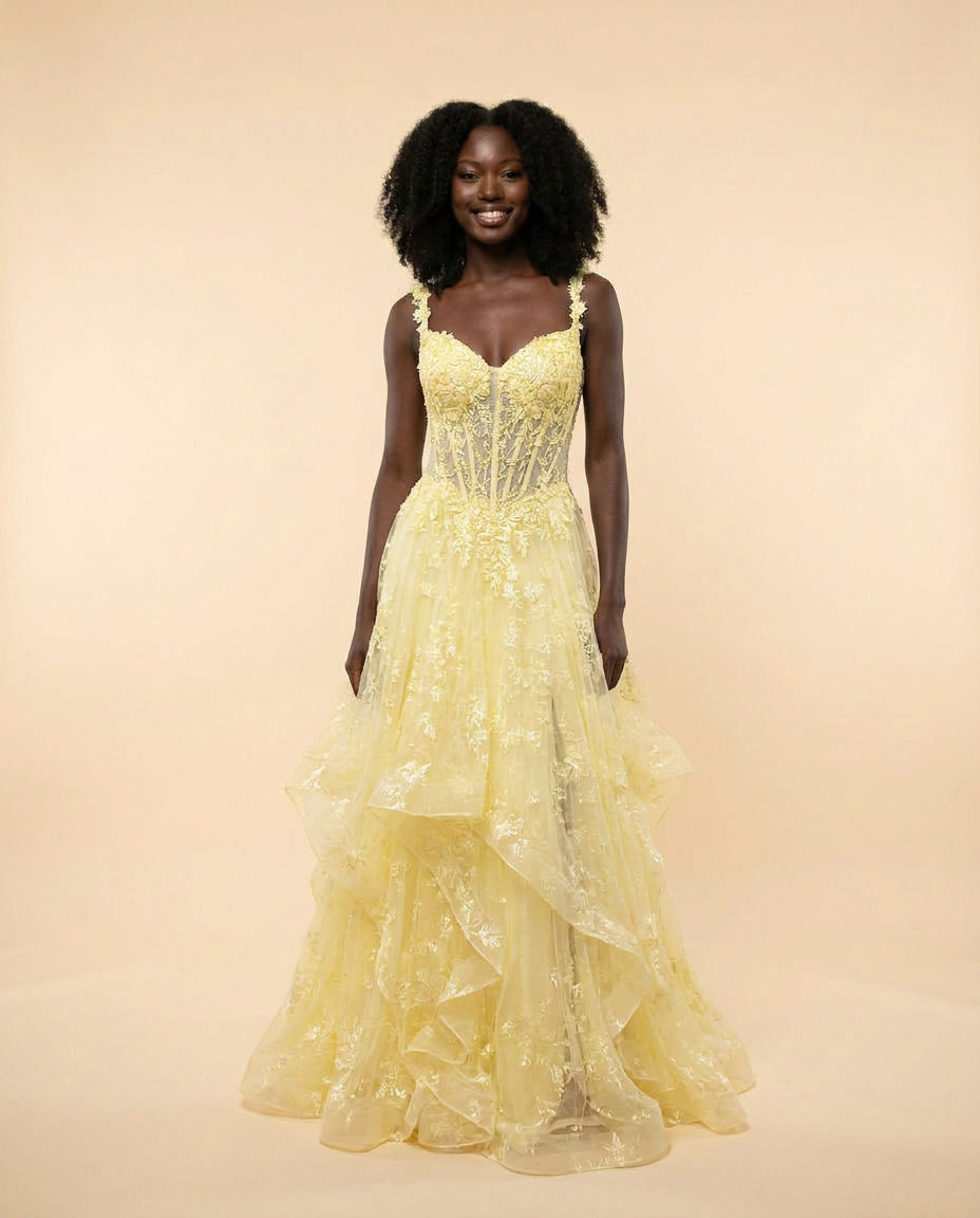 Corset Gown Pale Yellow