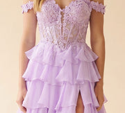 Robe À Étages Avec Fente Lilas