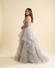 Robe Avec Tulle À Étage Marine