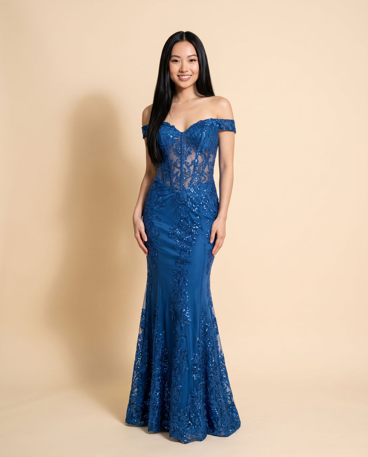 Robe Corset Coupe Sirène Bleu Pâle