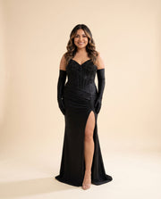Robe À Corset Brillant Noire