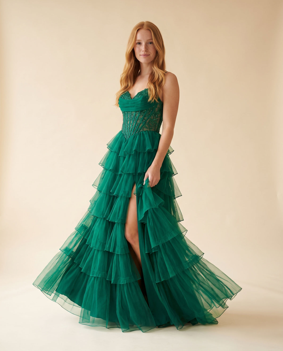 Robe Bustier Dos Lacé Émeraude