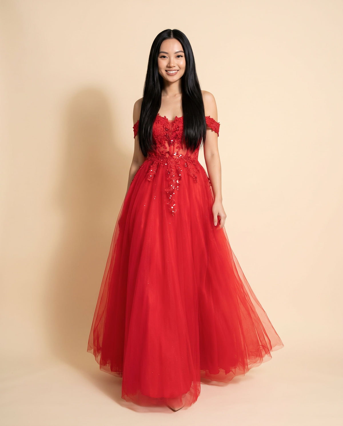 Robe Corset En Tulle Red
