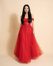 Robe Corset En Tulle Red