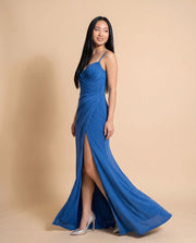 Robe Bustier Scintillante Bleu