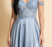 Robe Fluide En Satin Dusty Blue