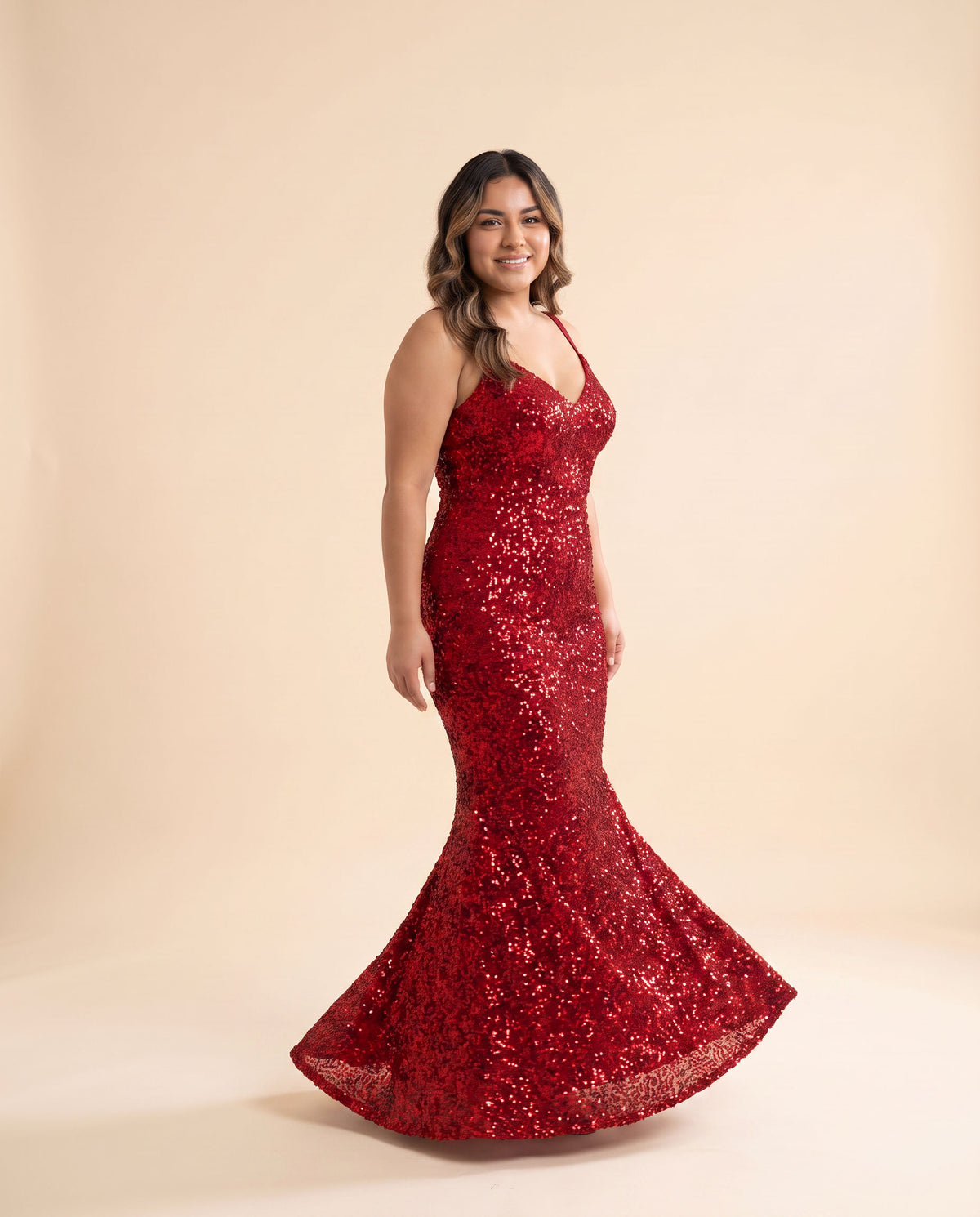 Robe À Paillette Sirène Rouge