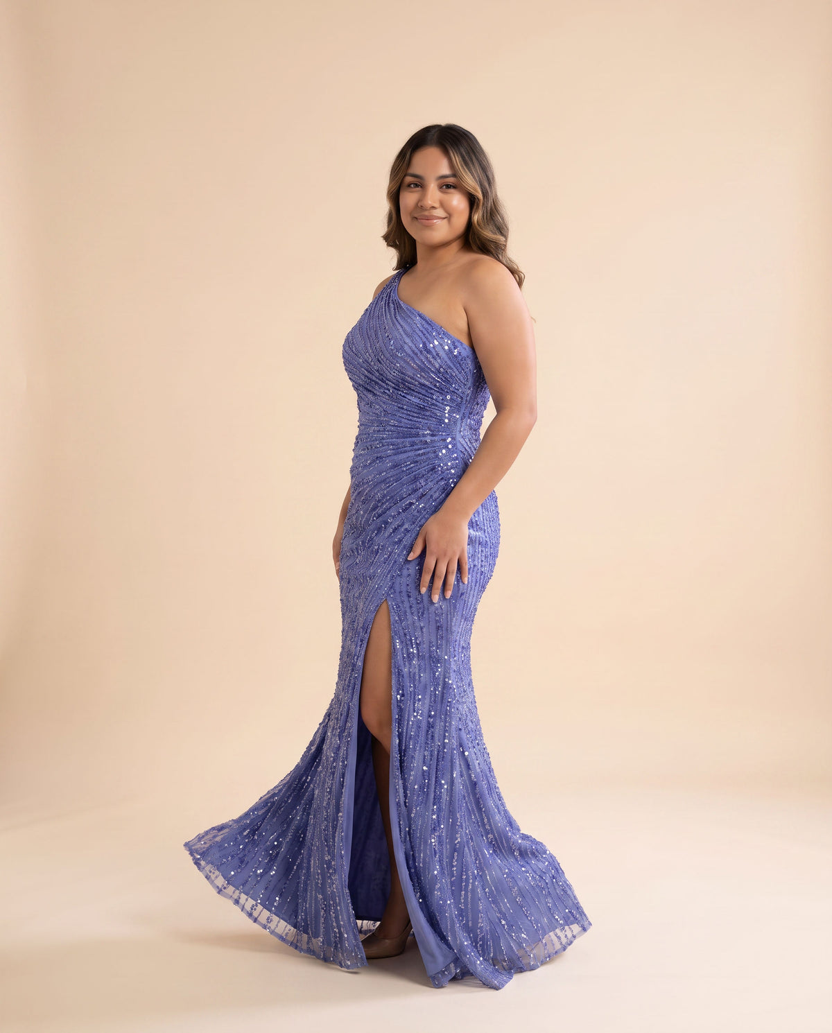 Robe Une Bretelle Brilante Periwinkle