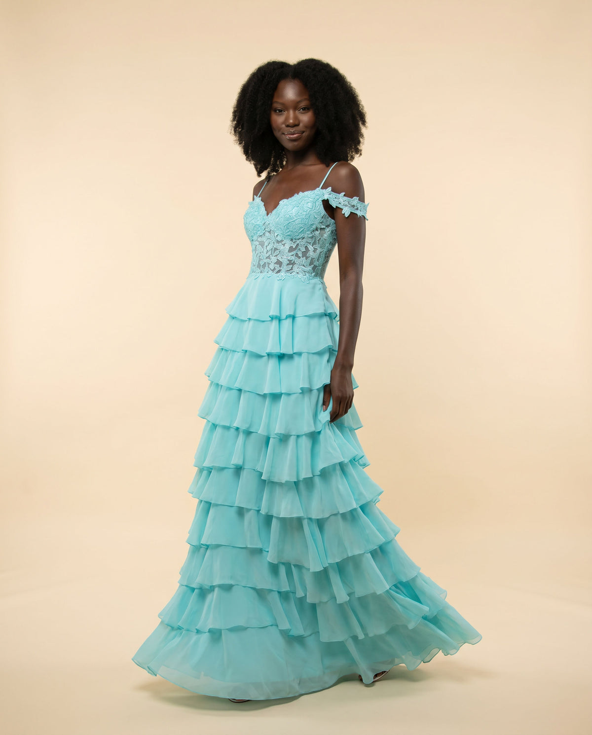 Robe À Volants Aqua