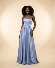 Robe Corset En Satin Bleu Poudre