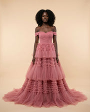 Misty Rose Avec Tulle À Étages- Médium