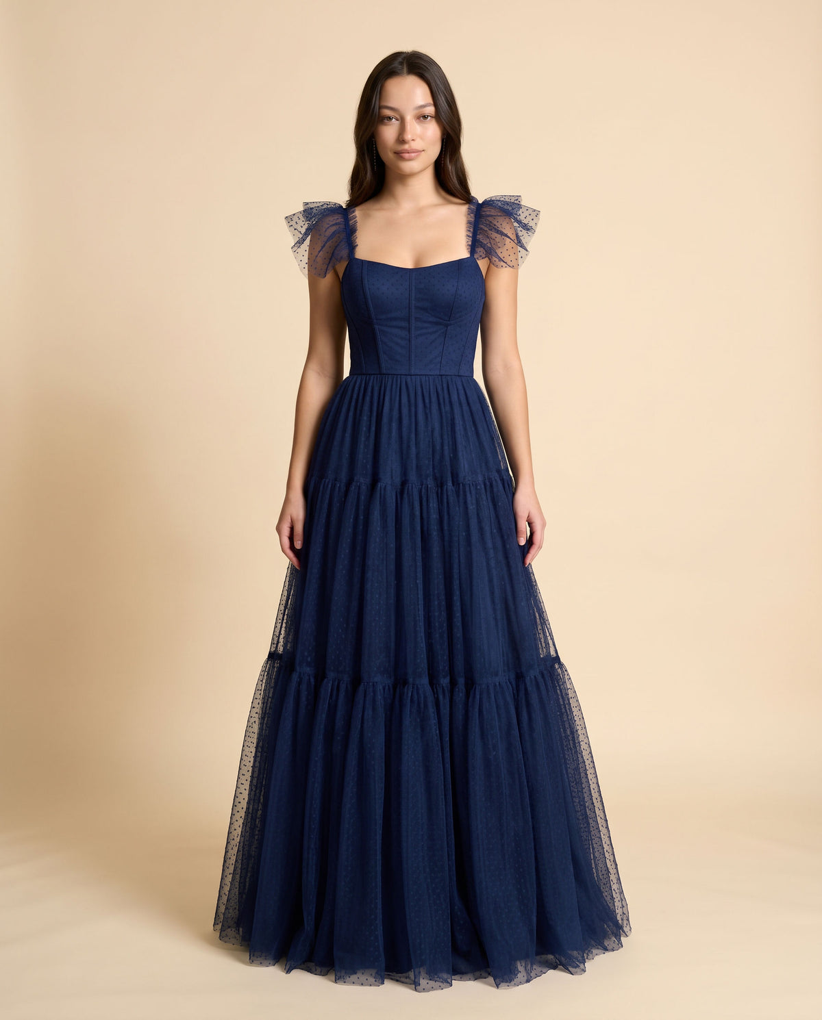Robe En Tulle À Pois Marine