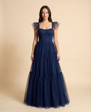 Robe En Tulle À Pois Marine