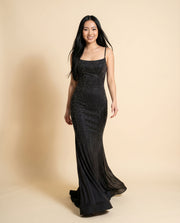 Robe Noire À Corset Scintillante