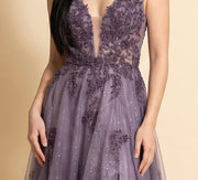 Robe Princesse Avec Fente Bleu