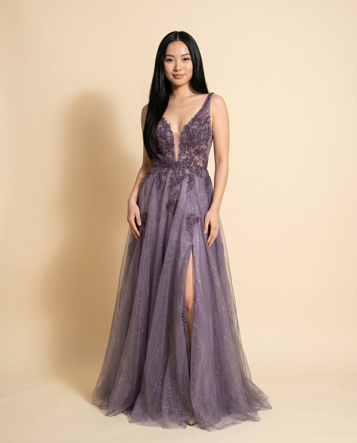 Robe Princesse Avec Fente Bleu