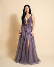 Robe Princesse Avec Fente Bleu