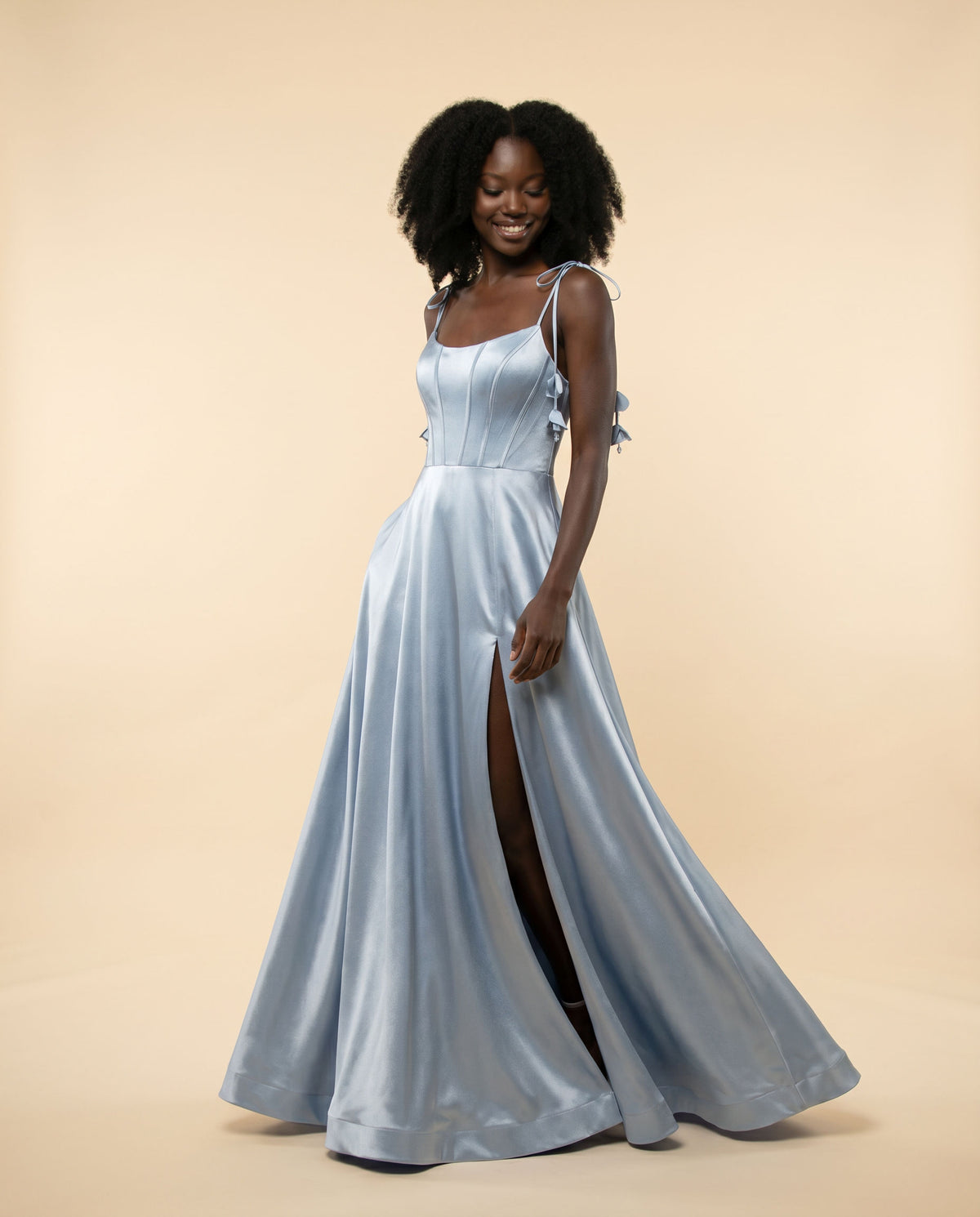 Robe À Corset En Satin Bleu Misty