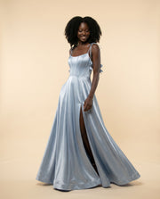 Robe À Corset En Satin Bleu Misty