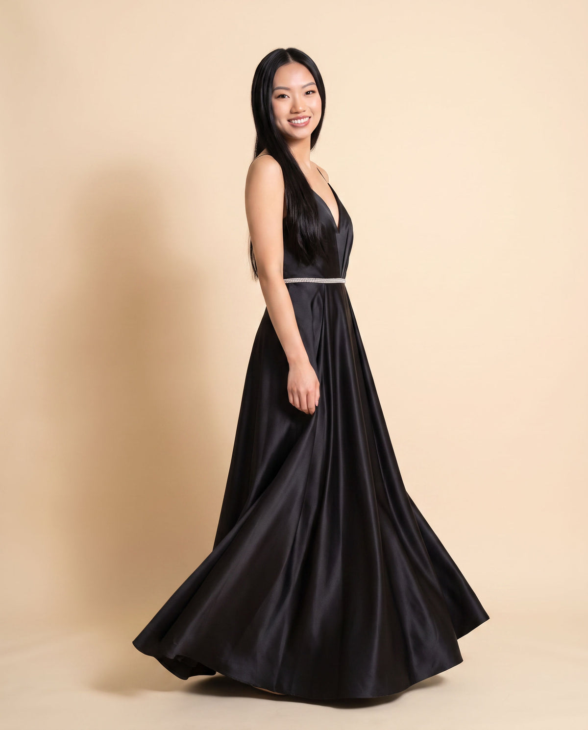 Robe satinée Noire