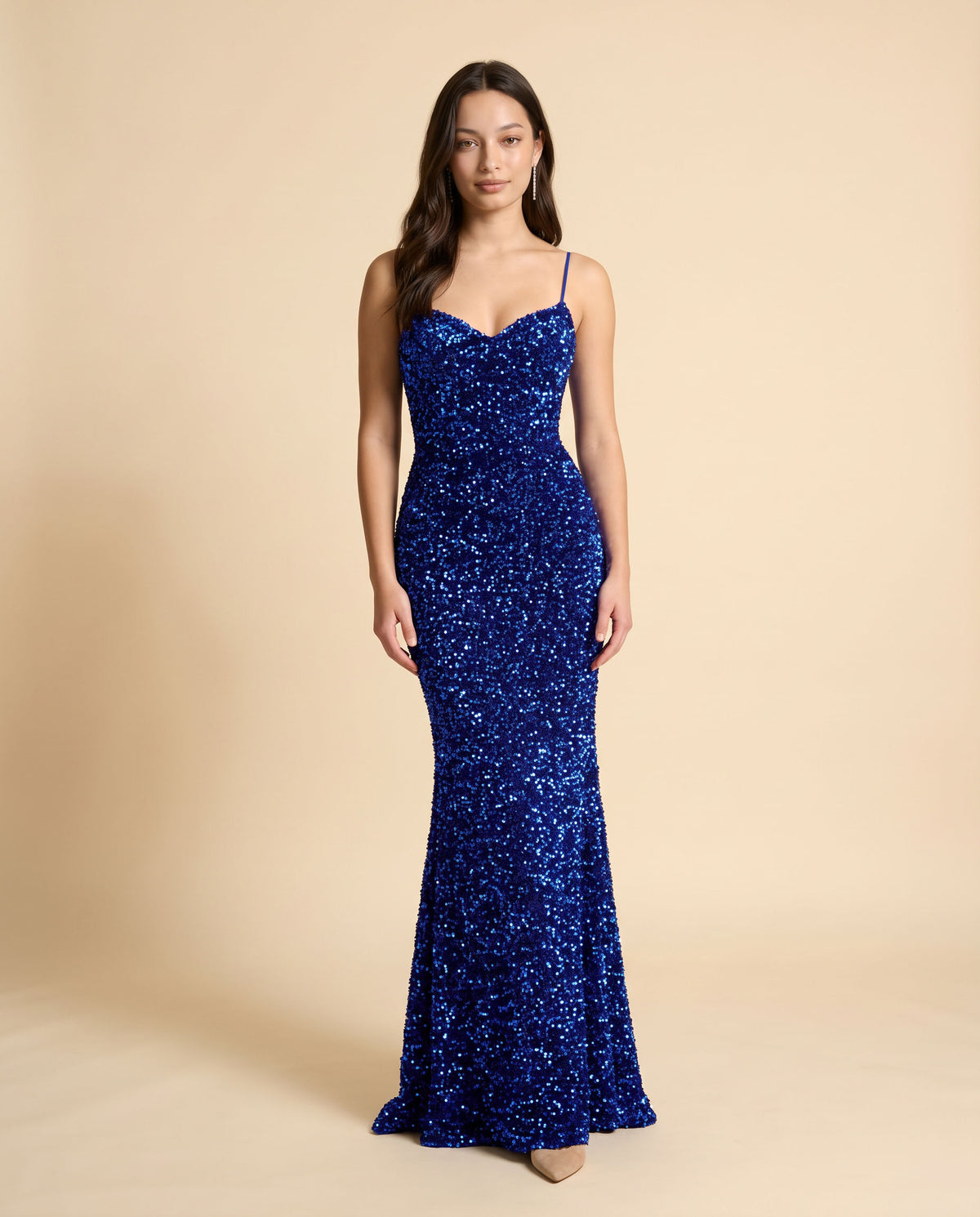 Robe Brillante Coupe sirène Saphir