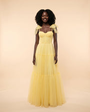 Robe En Tulle À Pois Jaune