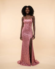 Robe Ajustée Avec Paillettes Iridescent Rose
