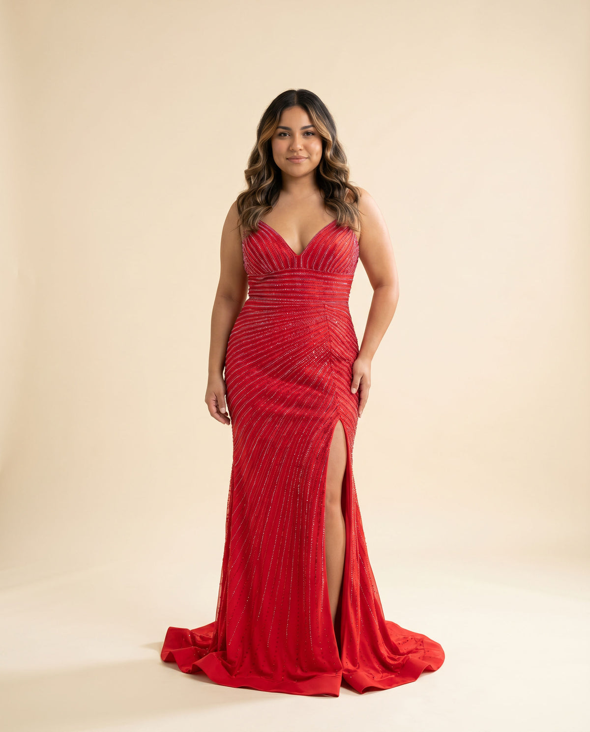 Robe À Fente Avec Décolleté Rouge