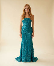 Robe Bustier En Paillettes Sarcelle