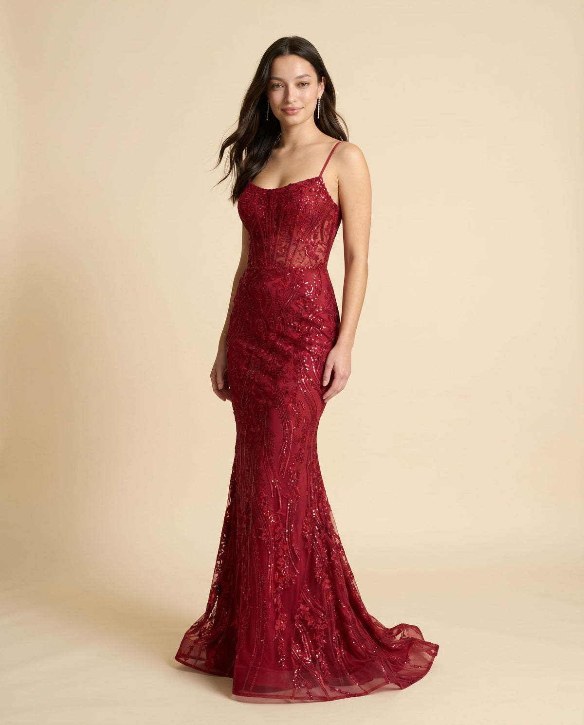 Robe À Corset Et Dentelle Rouge