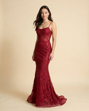 Robe À Corset Et Dentelle Rouge