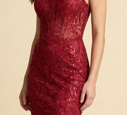 Robe À Corset Et Dentelle Rouge
