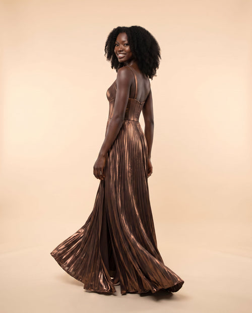 Sherri Hill - Robe Métallisée Moka