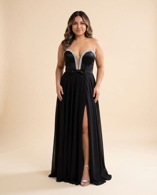 Sherri Hill - Robe Fluide A Boucle Noire