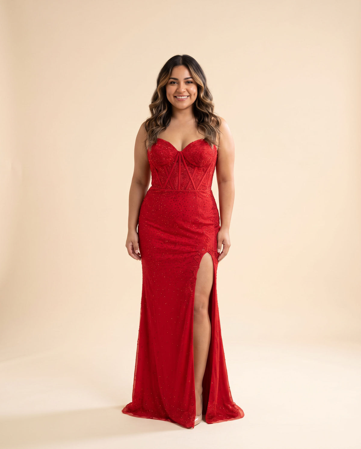 Robe Corset Avec Fente Rouge