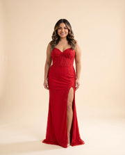 Robe Corset Avec Fente Rouge