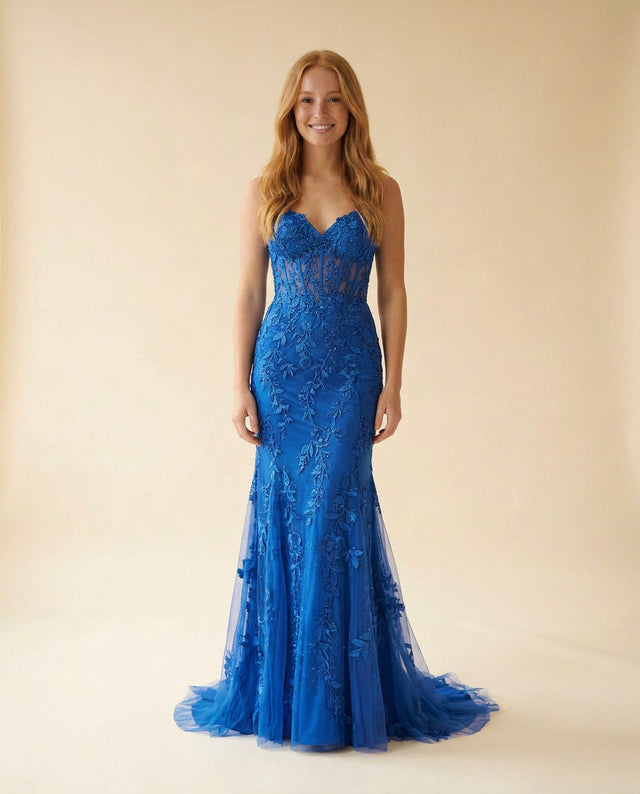 Robe Corset En Dentelle Aqua