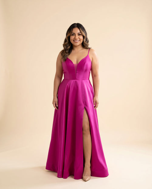 Ellie Wilde - Robe Fluide Avec Fente Magenta