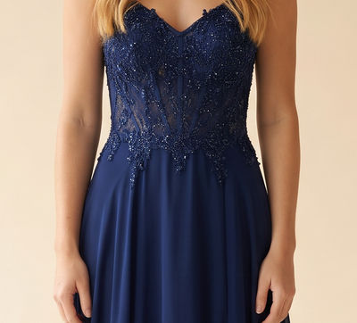 Robe Corset Et Jupe Fluide Marine