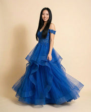 Robe Avec Tulle À Étage Marine